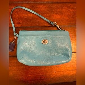 Blue Coach wristlet.
